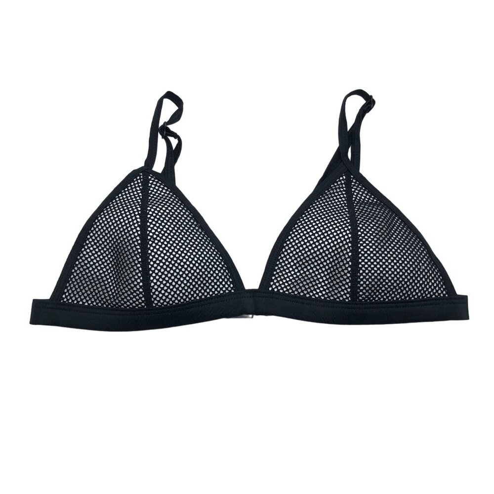 Flora Vogue Mesh Triangle Bikini Top Fishnet Bralette Black M